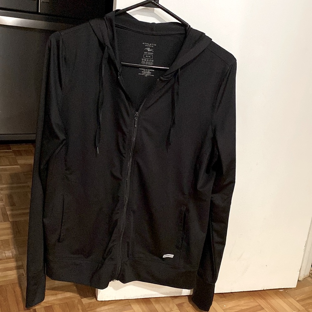 Women's sports or yoga full zip up hoodie with thumb holes